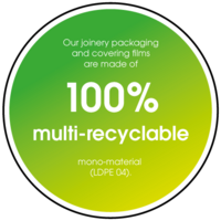 Our joinery packaging films are made from 100% multi-recyclable mono-material (LDPE 04).